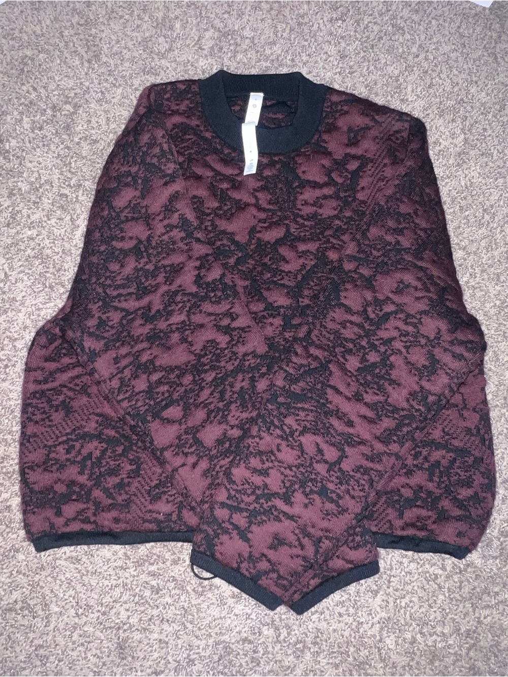 lululemon athletica Black and Burgundy Marbled Crewneck Sweater